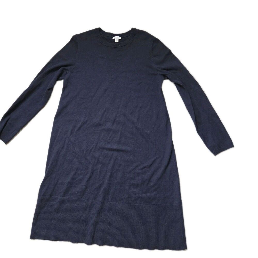 J. Jill Navy Blue Sweater Dress Womens S Long Sleeve Crew Neck Knit Casual EUC